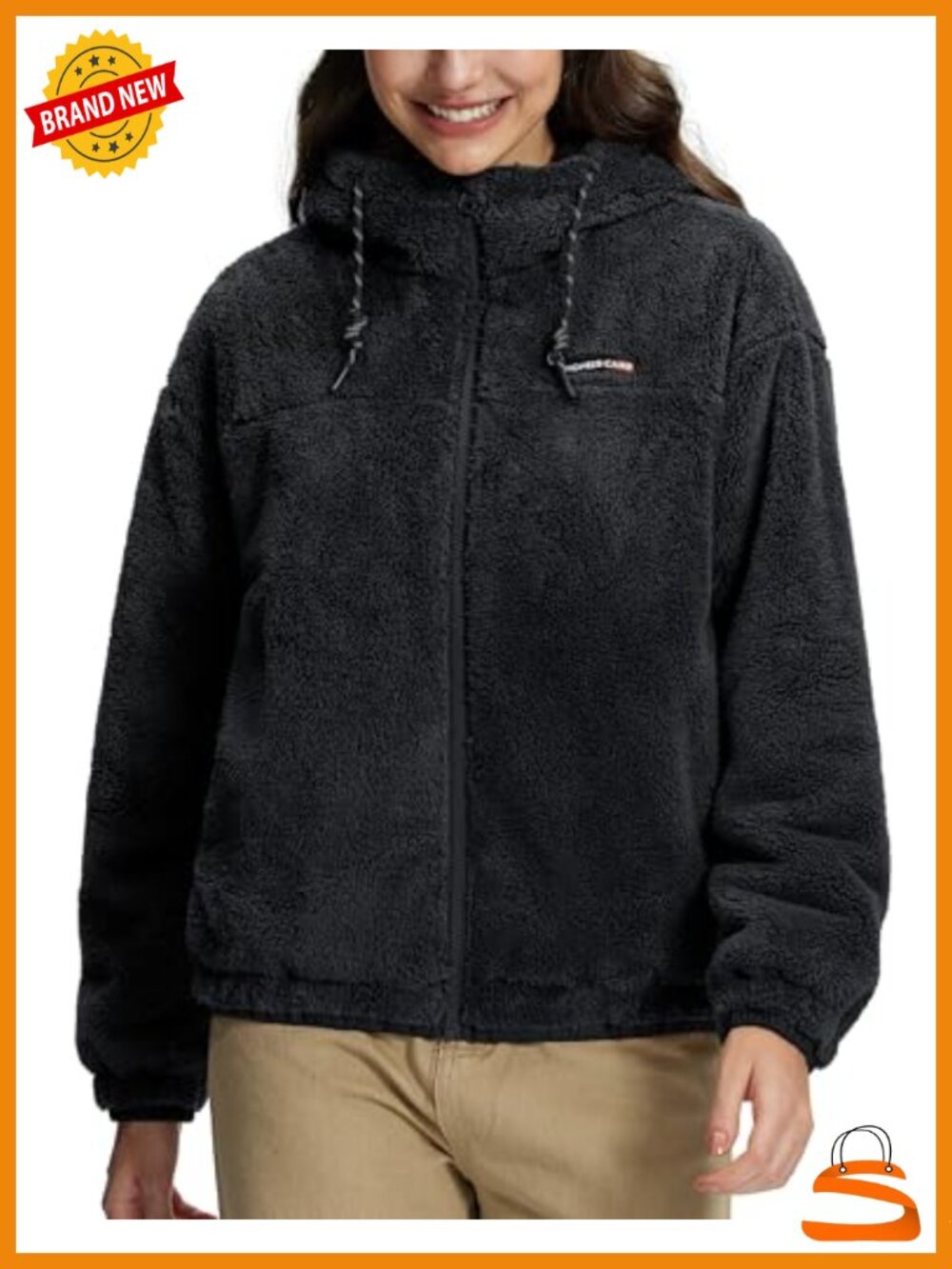 Women's Sherpa Fleece Zip Up Hoodie Lightweight Fuzzy Winter Jacket